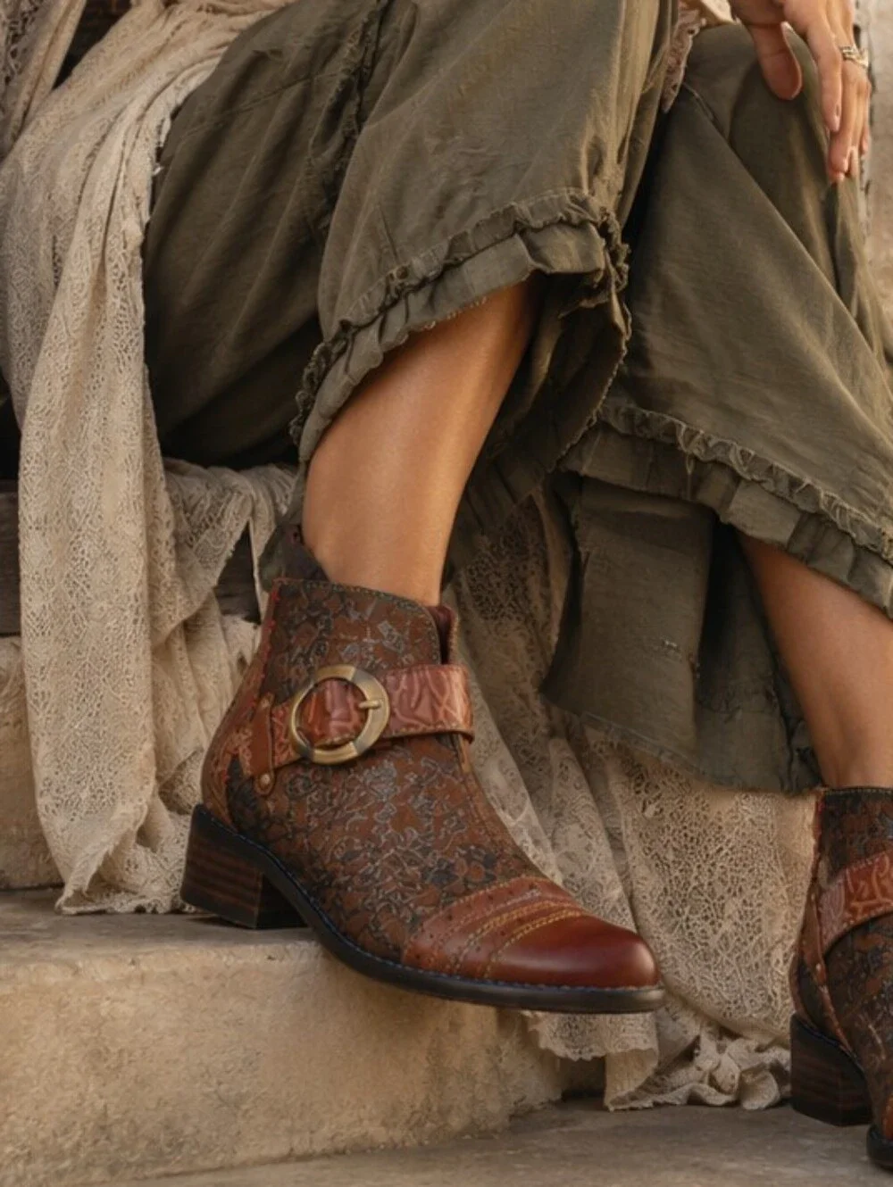 $150 Spring Step L'Artiste Georgiana Boots 39/ 8.5 Camel Multi